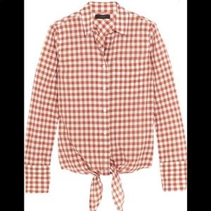 J. Crew Red Gingham Tie Front Top Size 8